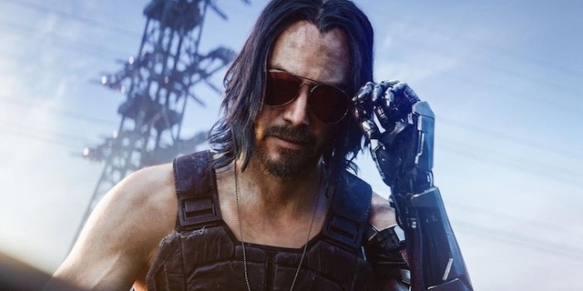 keanu reeves wearing shades in Cyberpunk 2077