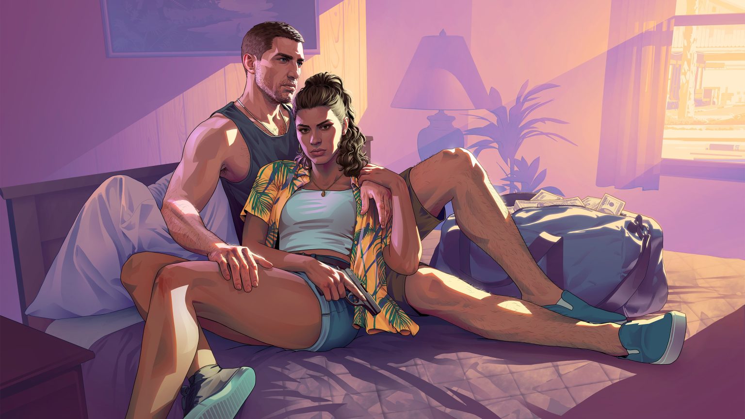 Lucia and Jason from GTA VI key art